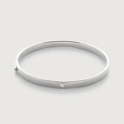Monica Vinader Sterling Silver Solitaire Diamond Bangle Lab Grown Diamond
