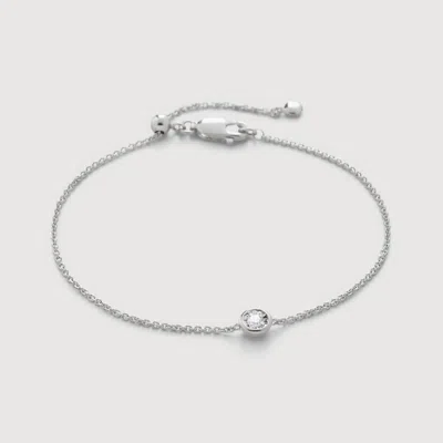 Monica Vinader Sterling Silver Lab Grown Diamond Solitaire Bracelet Lab Grown Diamond In Metallic