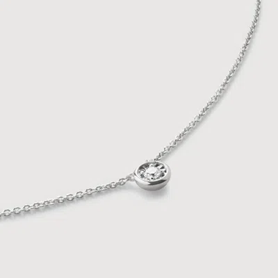 Monica Vinader Sterling Silver Lab Grown Diamond Solitaire Chain Necklace Adjustable 41-46cm/16-18' Lab Grown Diamo In Metallic
