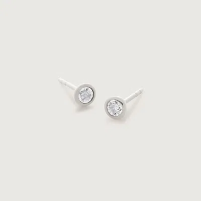 Monica Vinader Sterling Silver Lab Grown Diamond Solitaire Small Stud Earrings Lab Grown Diamond In Metallic