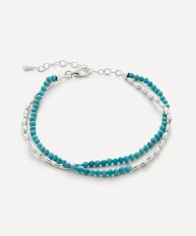 Monica Vinader Sterling Silver Mini Nugget Gemstone Beaded Bracelet Turquoise