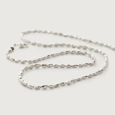 Monica Vinader Sterling Silver Mini Nugget Necklace Adjustable 41-46cm/16-18' In Metallic