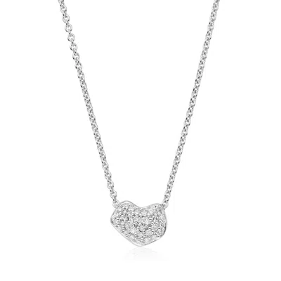Monica Vinader Sterling Silver Nura Mini Heart Necklace 45cm/17.5' Diamond In Metallic