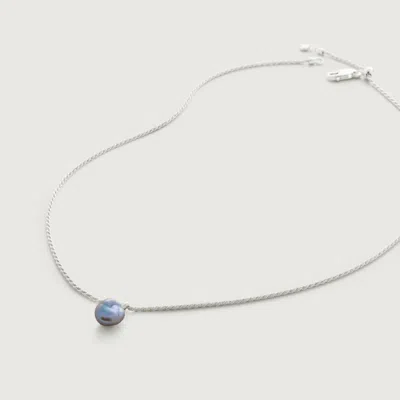 Monica Vinader Sterling Silver Nura Tiny Keshi Pearl Necklace Adjustable 42cm/16.5' Pearl In Metallic