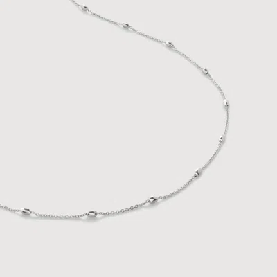 Monica Vinader Sterling Silver Orbit Fine Oval Station Chain Necklace Adjustable 71-76cm/28-30' In Metallic