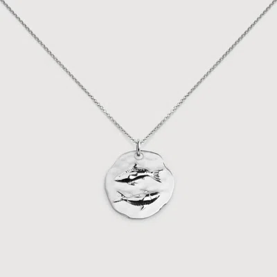 Monica Vinader Sterling Silver Pisces Zodiac Chain Necklace In Gray