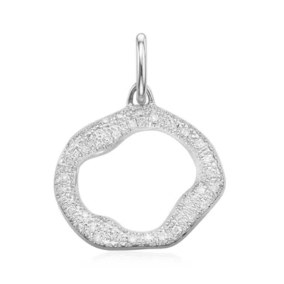 Monica Vinader Sterling Silver Riva Circle Diamond Pendant Charm Diamond In Metallic