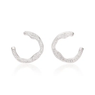 Monica Vinader Sterling Silver Riva Diamond Circle Wrap Earrings Diamond In Metallic