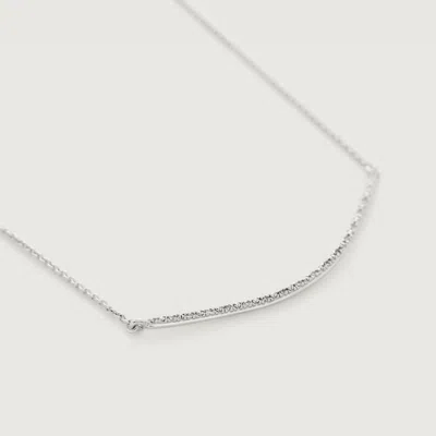 Monica Vinader Sterling Silver Riva Diamond Wave Necklace Adjustable 48cm/18' Diamond In Metallic