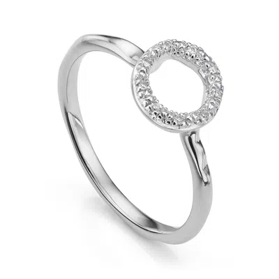 Monica Vinader Sterling Silver Riva Mini Circle Stacking Ring Diamond In White