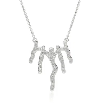 Monica Vinader Sterling Silver Riva Waterfall Diamond Necklace Diamond In Metallic
