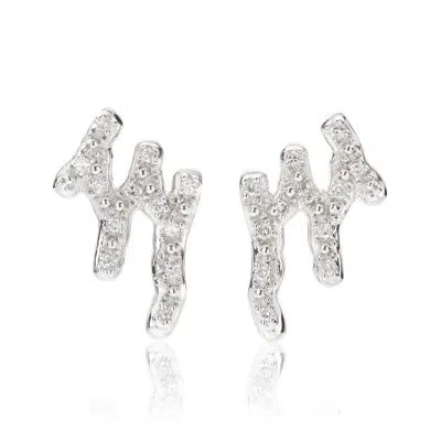 Monica Vinader Sterling Silver Riva Waterfall Stud Diamond Earrings Diamond In Metallic