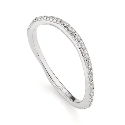 Monica Vinader Sterling Silver Riva Wave Eternity Diamond Ring Diamond In Metallic