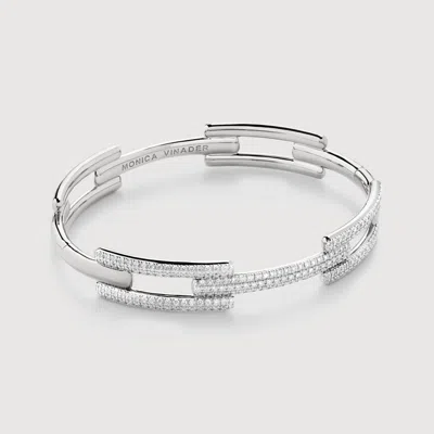 Monica Vinader Sterling Silver Lab Grown Diamond Full Pave Signature Link Bangle Lab Grown Diamond
