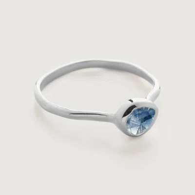 Monica Vinader Sterling Silver Siren Gemstone Small Ring Kyanite In Metallic
