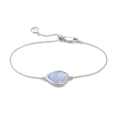 Monica Vinader Sterling Silver Siren Nugget Bracelet Blue Lace Agate In Metallic