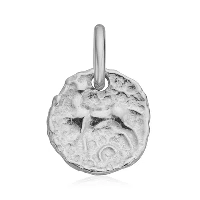 Monica Vinader Sterling Silver Siren Small Coin Pendant Charm In Metallic