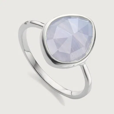 Monica Vinader Sterling Silver Siren Small Nugget Stacking Ring Blue Lace Agate In Purple