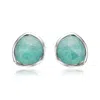 Monica Vinader Sterling Silver Siren Stud Earrings Amazonite In Green/silver