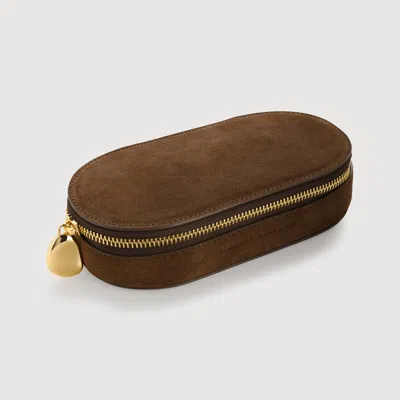 Monica Vinader Suede Oval Jewellery Box In Brown