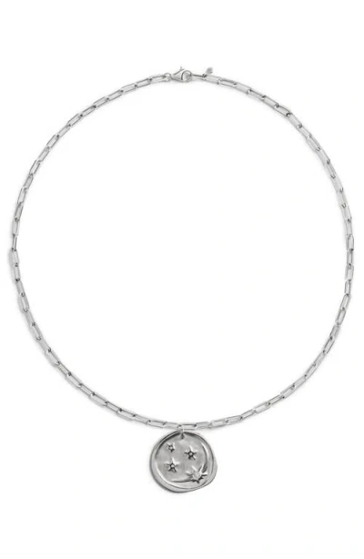 Monica Vinader Talisman Recycled Sterling Silver & Diamond Pendant Necklace In Metallic