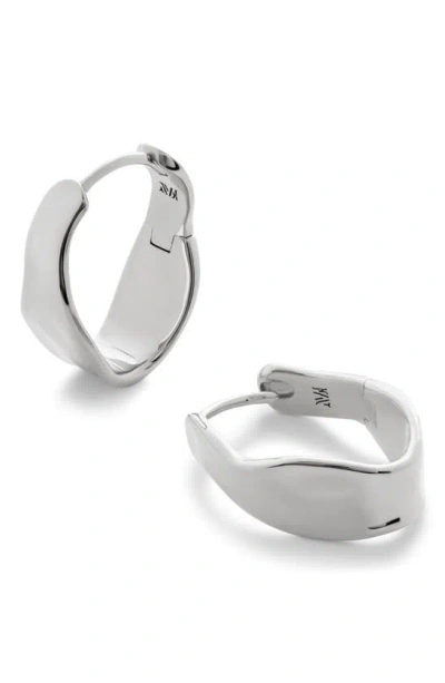 Monica Vinader Sterling Silver Wave Medium Hoop Earrings