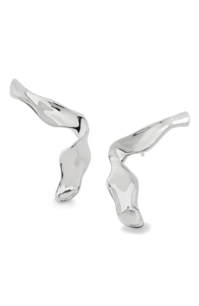 Monica Vinader The Wave Stud Earrings In Sterling Silver