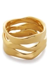 Monica Vinader Gold Wave Triple Ring In 18ct Gold Vermeil