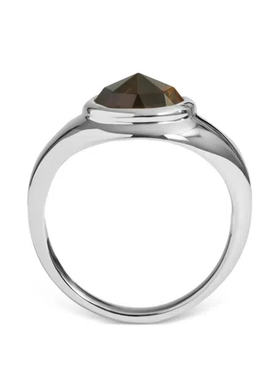 Monica Vinader Tiger's Eye Signet Ring In Metallic