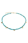 Monica Vinader Turquoise Bead Necklace In 18ct Gold Vermeil / Turquoise