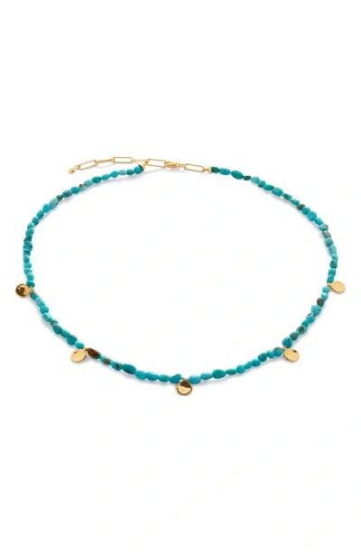 Monica Vinader Turquoise Bead Necklace In 18ct Gold Vermeil / Turquoise
