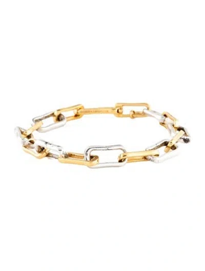 Pre-owned Monica Vinader Two-tone Alta Capture Charm Bracelet, 7" In Multicolor