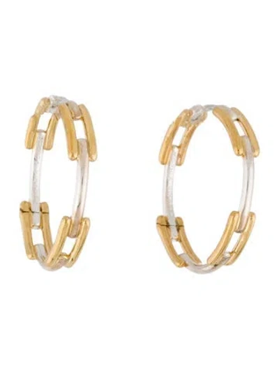 Pre-owned Monica Vinader Two-tone Signature Hoop Earrings In Multi