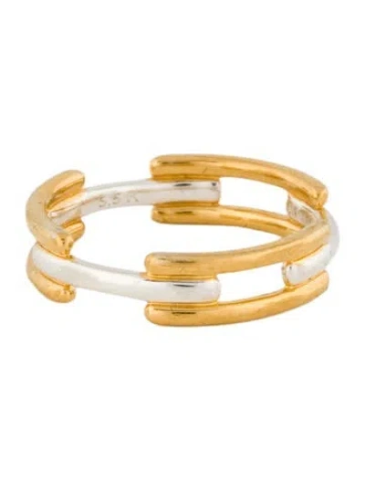 Pre-owned Monica Vinader Two-tone Signature Link Stacking Band In Multi