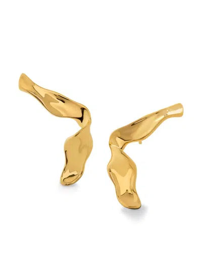 Monica Vinader The Wave Stud Earrings In 18ct Gold Vermeil