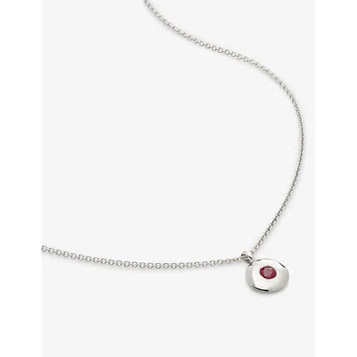 Monica Vinader July Birthstone Ruby Pendant Necklace In Sterling Silver