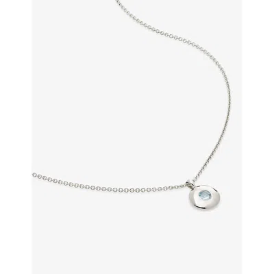 Monica Vinader Womens Sterling Silver March Birthstone Necklace Aquamarine
