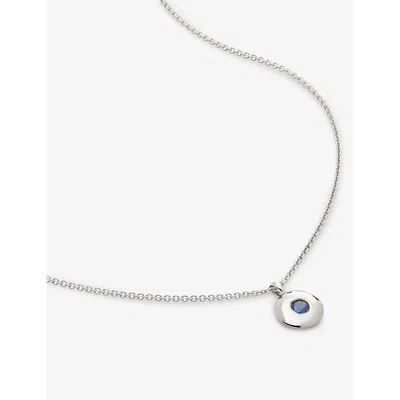 Monica Vinader Sterling Silver September Birthstone Necklace Adjustable 41-46cm/16-18' Blue Sapphire