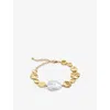 Monica Vinader Gold Capri Keshi Pearl Disc Bracelet Pearl In Yellow Gold
