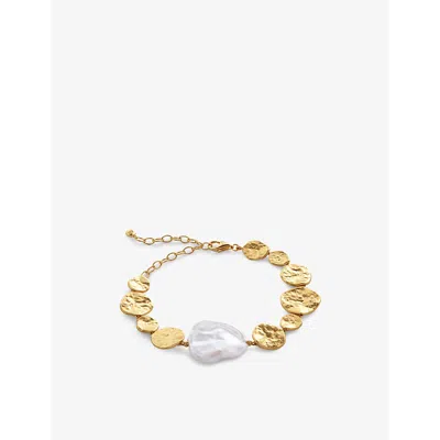 MONICA VINADER WOMENS CAPRI 18CT YELLOW GOLD-PLATED VERMEIL STERLING-SILVER AND KESHI-PEARL BRACELET