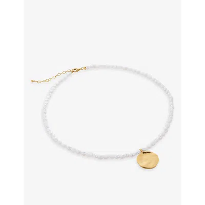 Monica Vinader Womens Yellow Gold Capri Mini 18ct Gold-plated Vermeil Sterling-silver And Pearl Bead