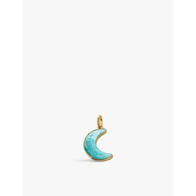 Monica Vinader Womens Yellow Gold Crescent Moon 18k Gold-plated Vermeil Sterling-silver And Amazonit