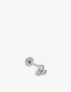 Monica Vinader Womens Diamond Cluster 14ct White-gold And 0.009ct Lab-grown Diamond Single Stud Earrings Silver In Metallic
