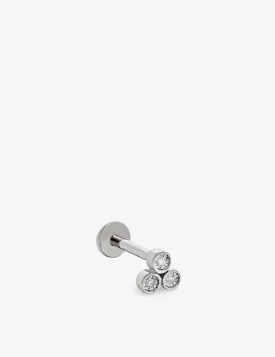 MONICA VINADER YELLOW GOLD DIAMOND CLUSTER 14CT WHITE-GOLD AND 0.009CT DIAMOND SINGLE STUD EARRING
