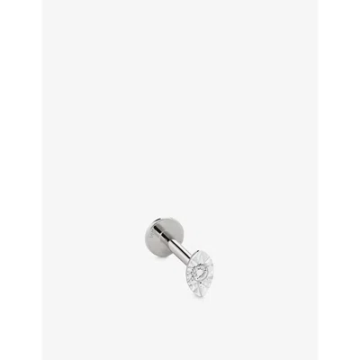 Monica Vinader Womens Yellow Gold Marquis Labret 14ct White-gold And 0.015ct Lab-grown Brilliant-cut
