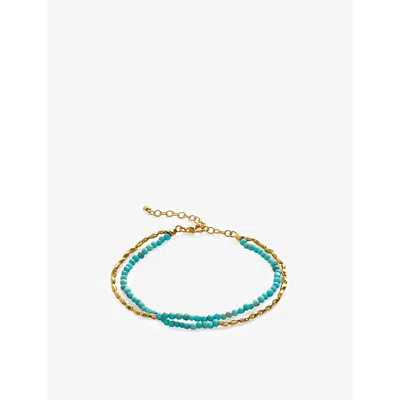 MONICA VINADER WOMENS MINI NUGGET 18CT YELLOW GOLD-PLATED VERMEIL STERLING-SILVER GREEN-ONYX BEADED BRACELET