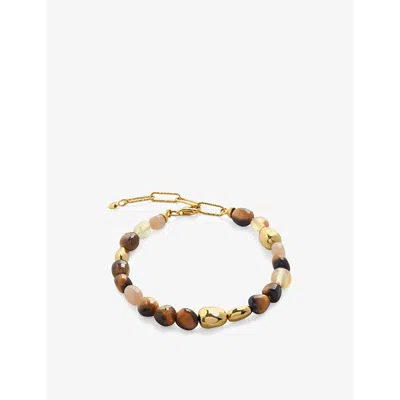 MONICA VINADER WOMENS RIO 18CT YELLOW GOLD-PLATED VERMEIL STERLING-SILVER, TIGER'S EYE, PEACH MOONSTONE AND CITRINE