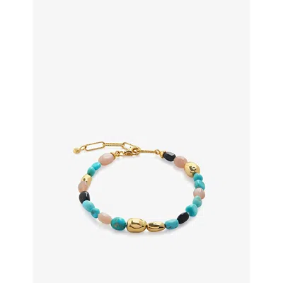 MONICA VINADER WOMENS RIO MULTI 18CT YELLOW GOLD-PLATED VERMEIL STERLING-SILVER, TURQUOISE, PEACH, MOONSTONE AND BL