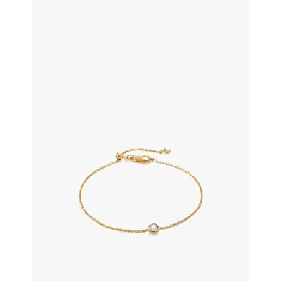 Monica Vinader Womens Yellow Gold Solitaire 18ct Yellow Gold-plated Vermeil Sterling-silver And 0.01