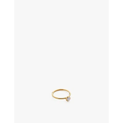 Monica Vinader Womens Yellow Gold Solitaire 18ct Yellow Gold-plated Vermeil Sterling-silver And 0.06